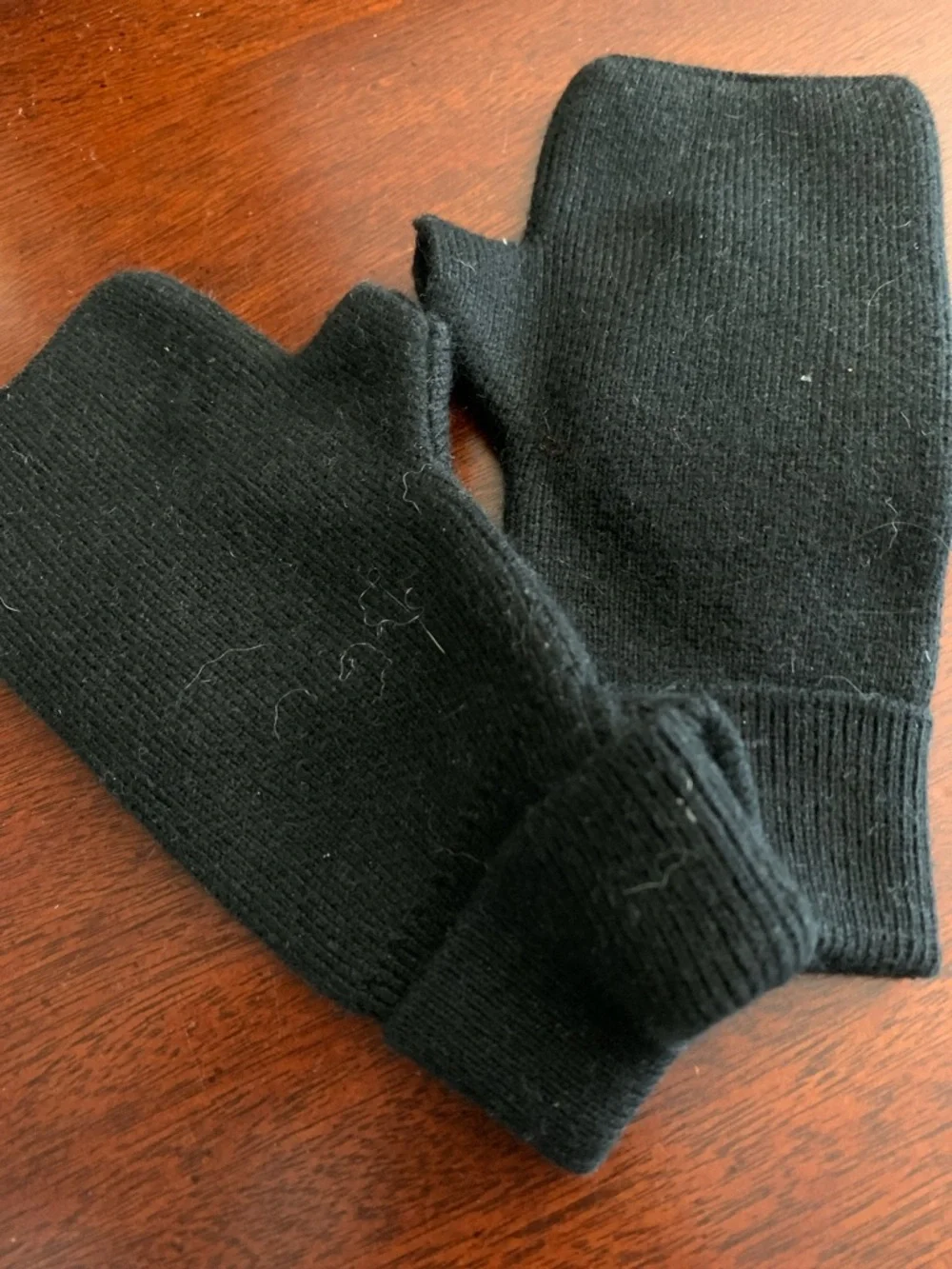 NWT Bari Lynn Black Kids Fingerless Mittens with Pink Beaded Smiley by